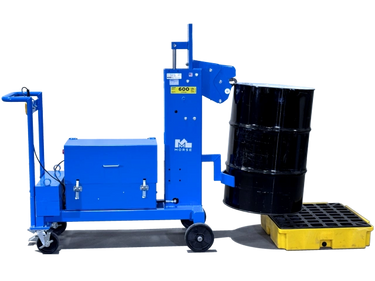 Extended Reach Drum Palletizer for RIMMED drum. Has 12V Battery Power lift to raise drum up to 19